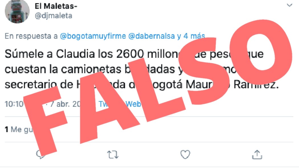 Cita de tweet con información falsa