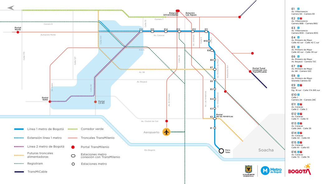 Trazado Metro de Bogotá