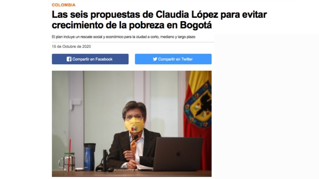 Pantallazo de la publicación del medio.