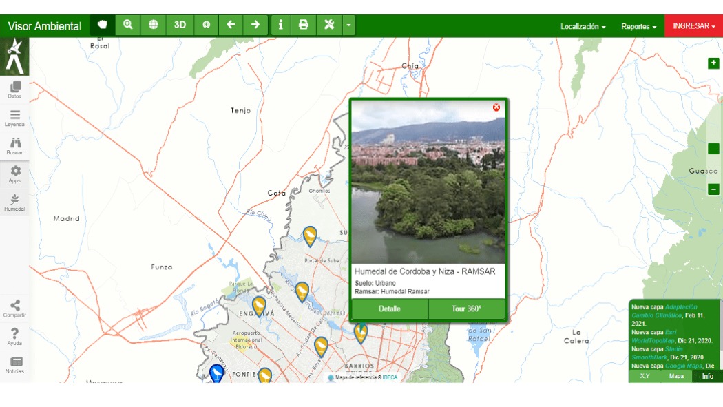 En el Visor Geográfico los ciudadanos pueden saber en dónde están ubicados los humedales y conocerlos ya sea de manera virtual o presencial.