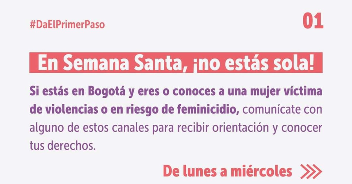 Horarios de atención de la Secretaría de la Mujer en Semana Santa 