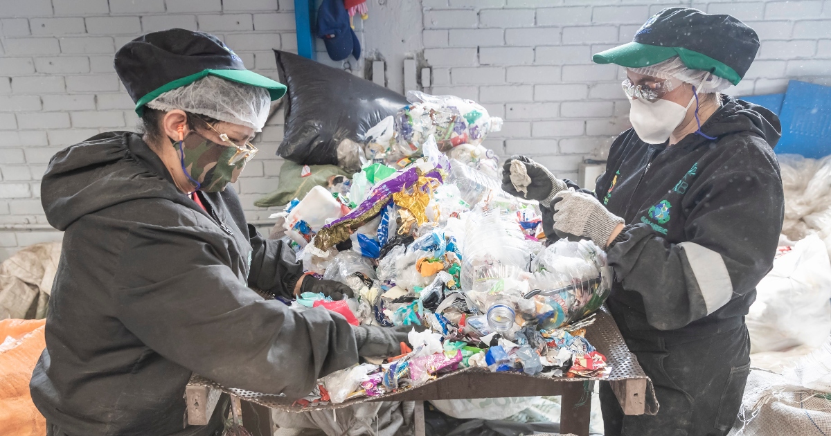 Recycling personnel at work.