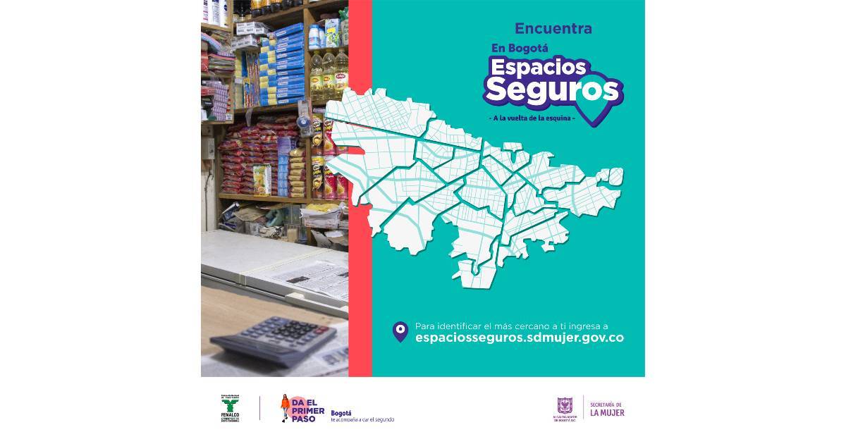 Mapa de ubicación de espacios seguros en Bogotá contra violencia mujer