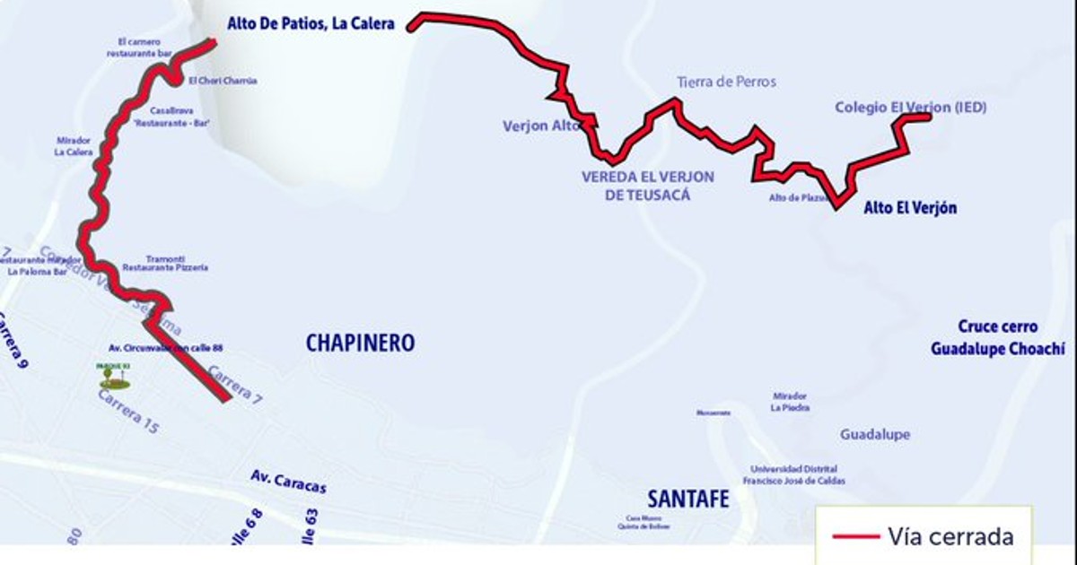 Vía a La Calera estará cerrada hasta el sábado 19 de noviembre de 2022