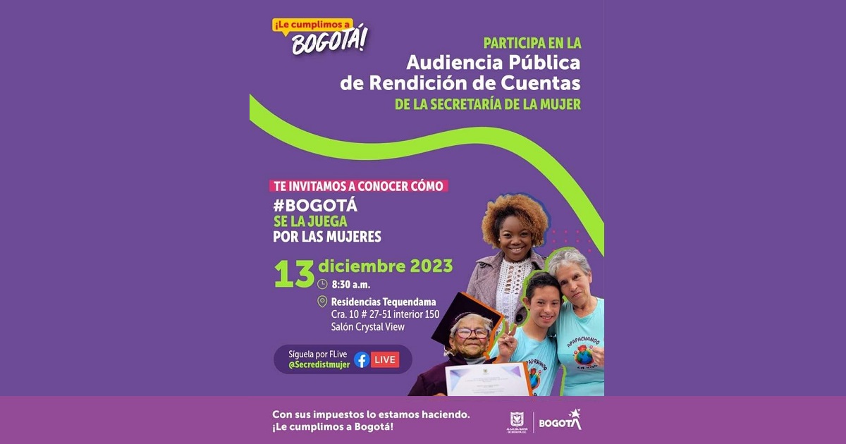 Inscríbete y participa en rendición de cuentas Sec. Mujer 13 diciembre