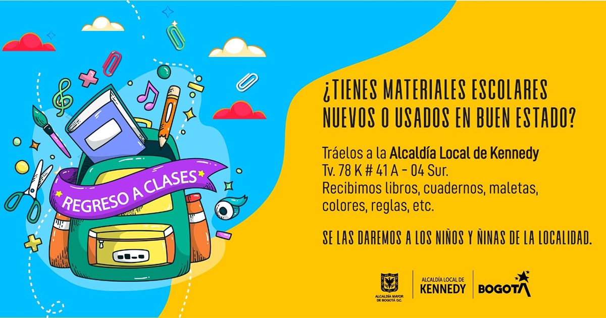 Alcaldía de Kennedy recibe hasta el 24 de enero donaciones de útiles escolares