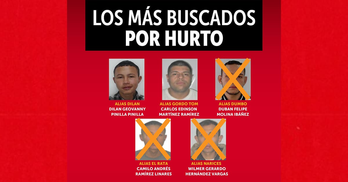 Estos son los más buscados por hurtos en Bogotá ¡Hay $50 millones de recompensa!