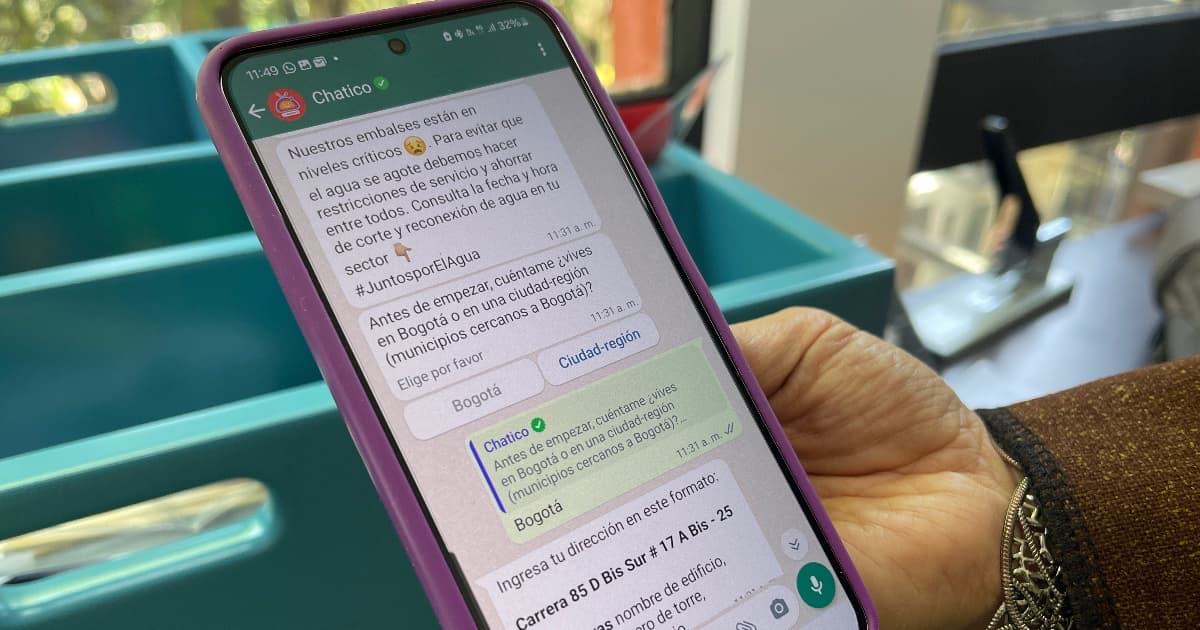 Consulta con Chatico y conoce el turno de racionamiento de agua en Bogotá 
