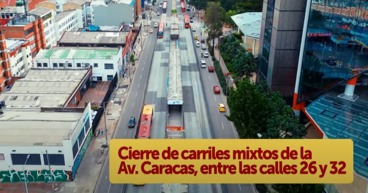 Cierres y desvíos en la avenida Caracas entre las calles 26 y 32