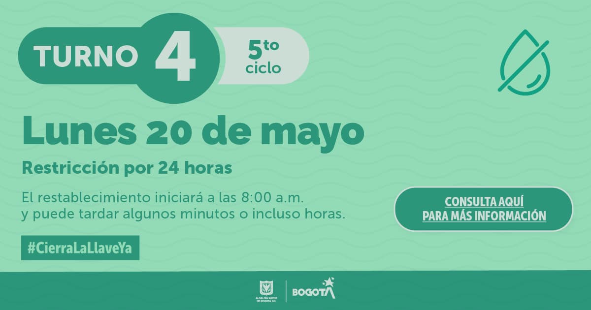 Banner racionamiento de agua 20 de mayo