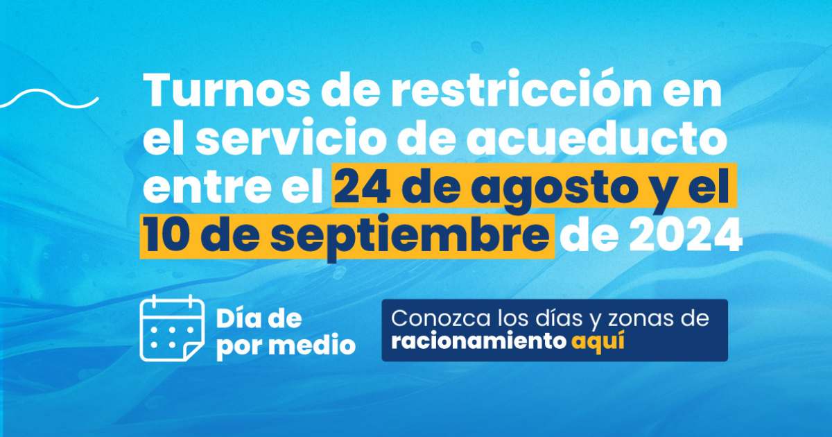 Racionamiento de agua en Bogotá del 24 de agosto al 10 de septiembre