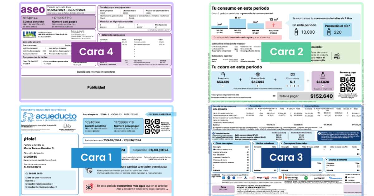 Cambios en la factura del Acueducto y Alcantarillado de Bogotá 2024