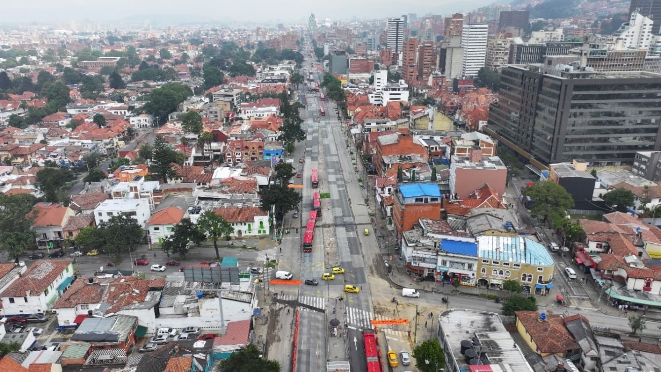 Obras de la Línea 1 del Metro de Bogotá en la calle 36 con av. Caracas