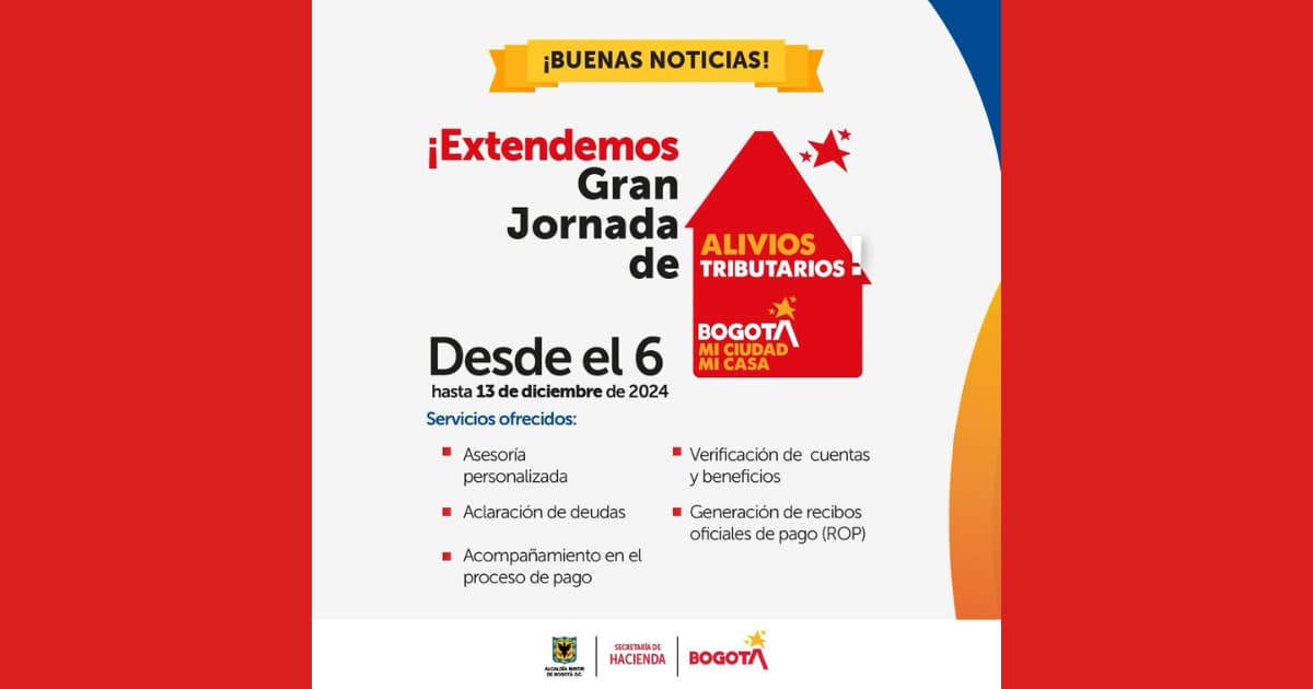 Impuestos Bogotá: Feria de Alivios Tributarios hasta 13 de diciembre