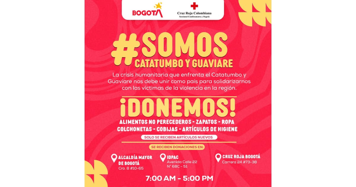 Bogotá activó donaciones y atención para víctimas Catatumbo y Guaviare