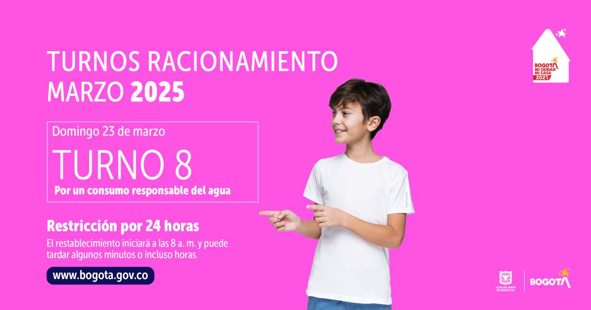 Racionamiento de agua en Bogotá y La Calera domingo 23 de marzo 2025