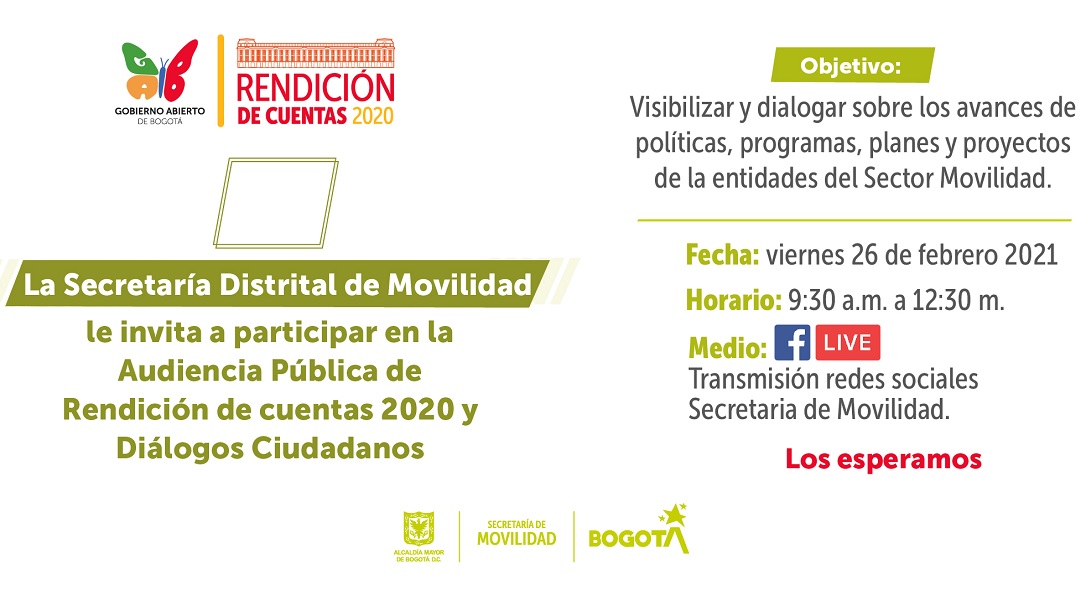 Agendate con la Rendición de cuentas del sector Movilidad. La cita es a las 9:30 a.m a través del Facebook Live. Foto: Secretaría de Movilidad.