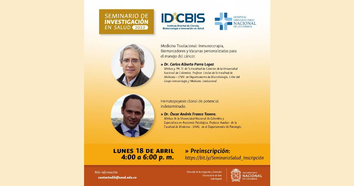 Seminario gratuito de investigación en Salud del IDCBIS. Facebook Live