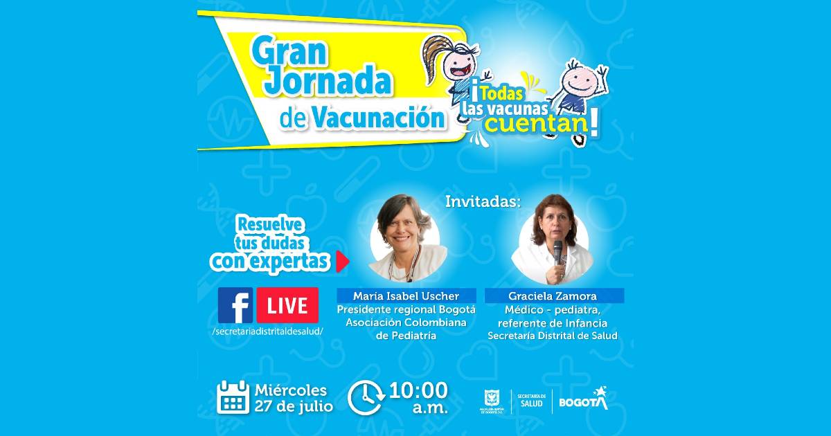 Facebook Live de Secretaría de Salud sobre vacunación familiar Bogotá