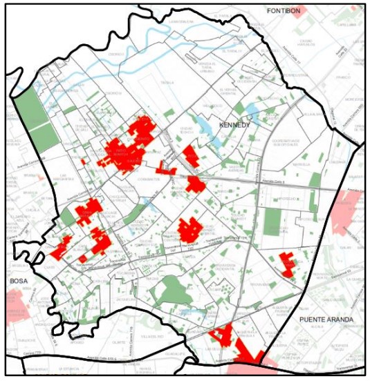 Mapa geográfico de zonas en Kennedy: FOTO: Prensa Alcaldía de Kennedy