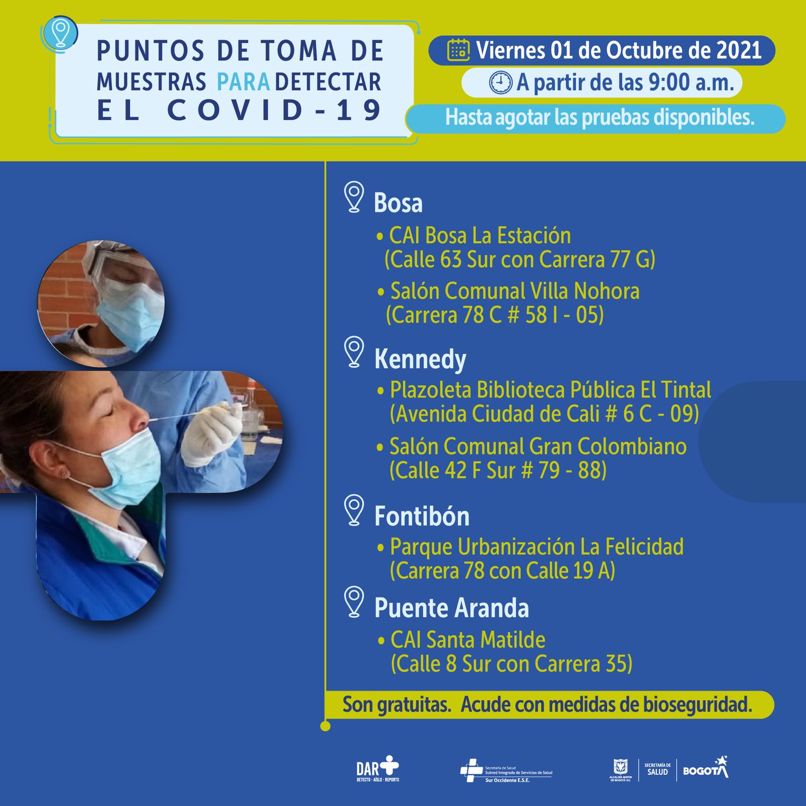 Pruebas covid 1 de octubre