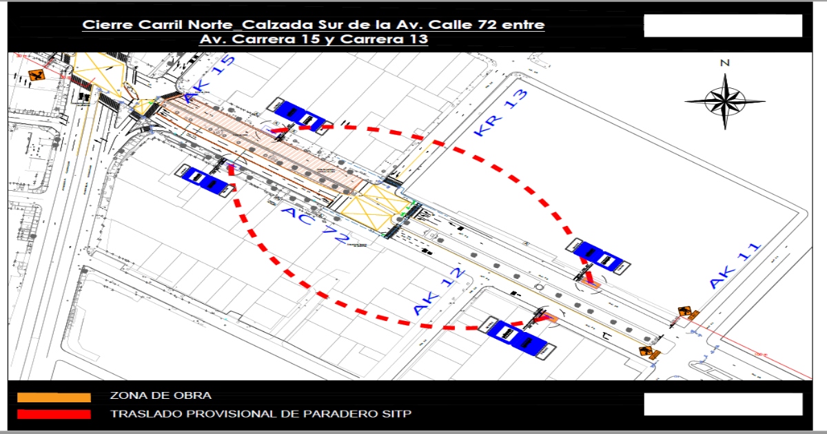 Cierre de la Avenida Calle 72 entre Avenida Carrera 15 y Carrera 13