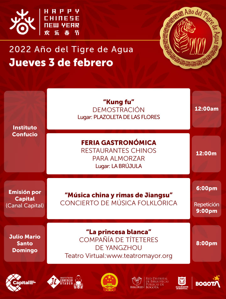 Programación Año Nuevo Chino jueves 3 febrero 2022