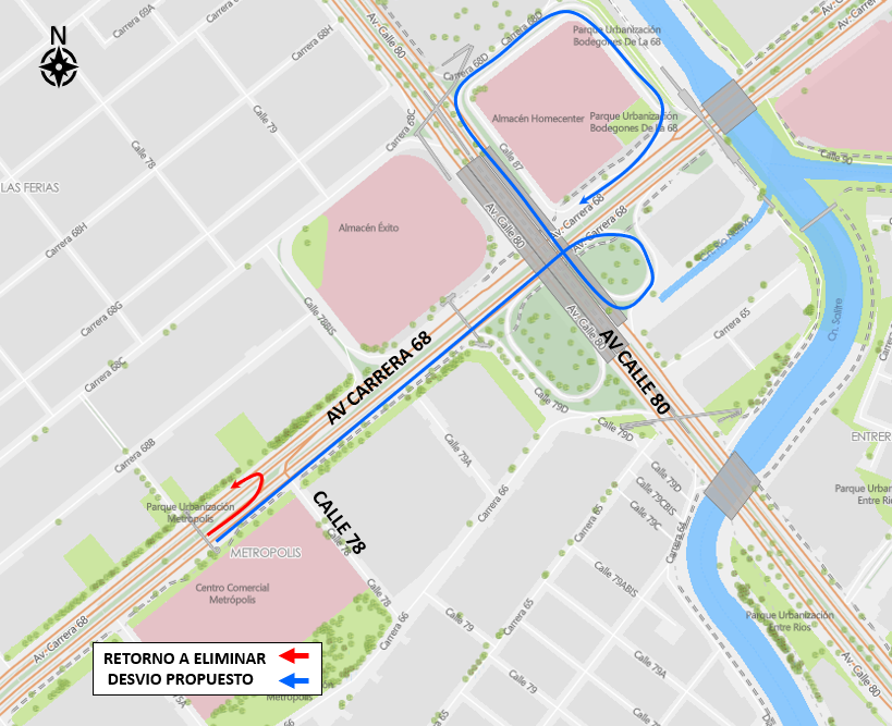 Cierre de la calzada lenta en la av. carrera 68 entre calles 75A y 87 