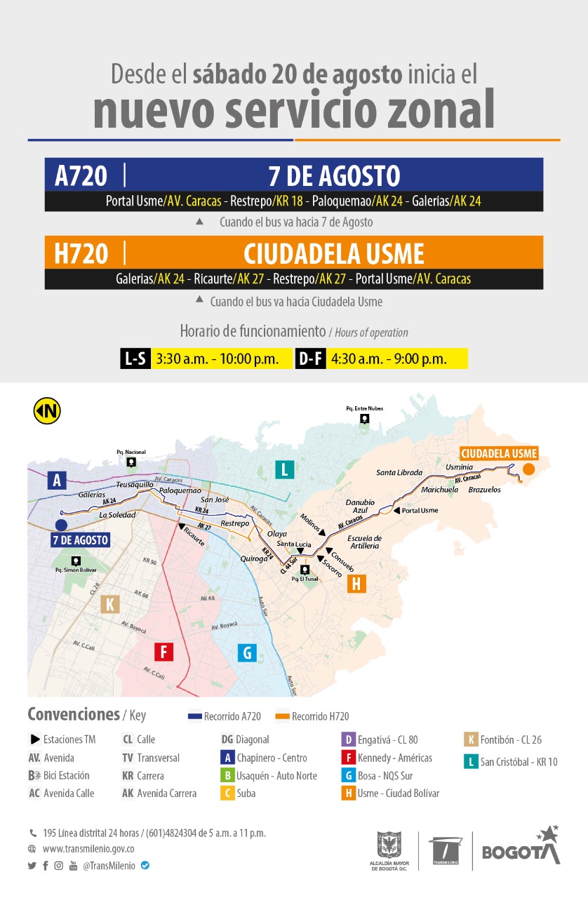 Movilidad: entran en operación nuevas rutas zonales de TransMilenio