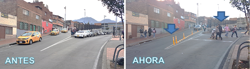 Comparativo del estado de la calle antes y como quedó ahora