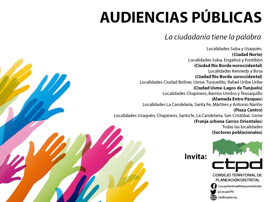 Información sobre las localidades que están invitadas a la audiencia pública del Plan de Ordenamiento Territorial 