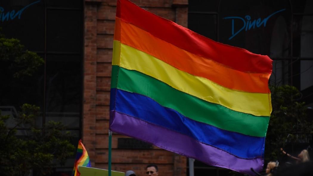 Bandera LGTBI duranto movilización en Bogotá. Foto: Secretaía de Planeación.