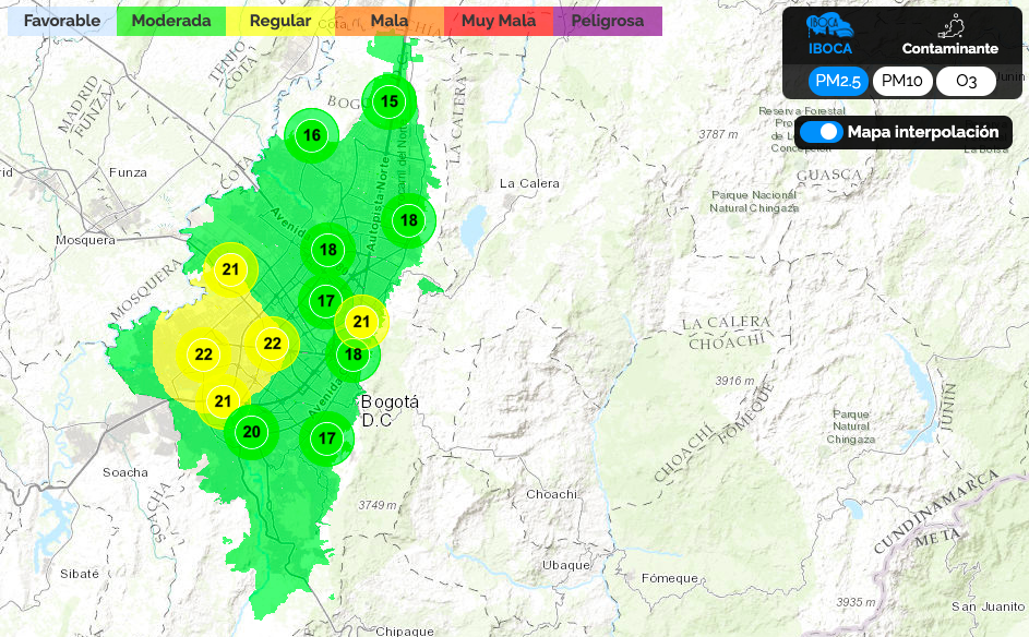 captura de pantalla: partículas pm 2.5 en el aire