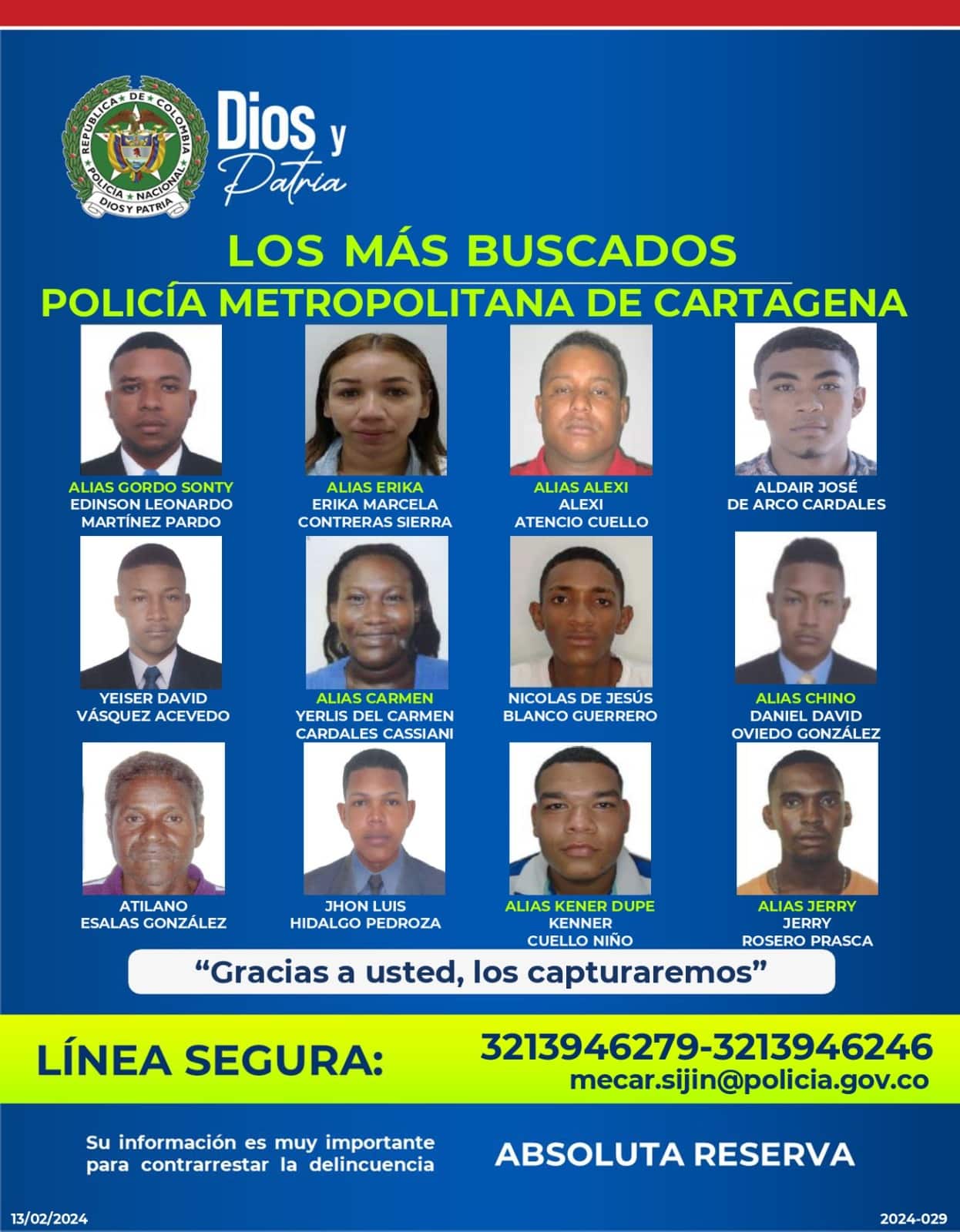 cartel de los más buscado de Cartagena