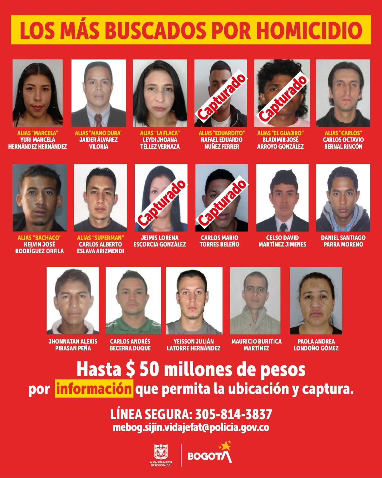 Cartel de los más buscados en Bogotá por homicidio_recompensa por información que ayude a capturarlos.png