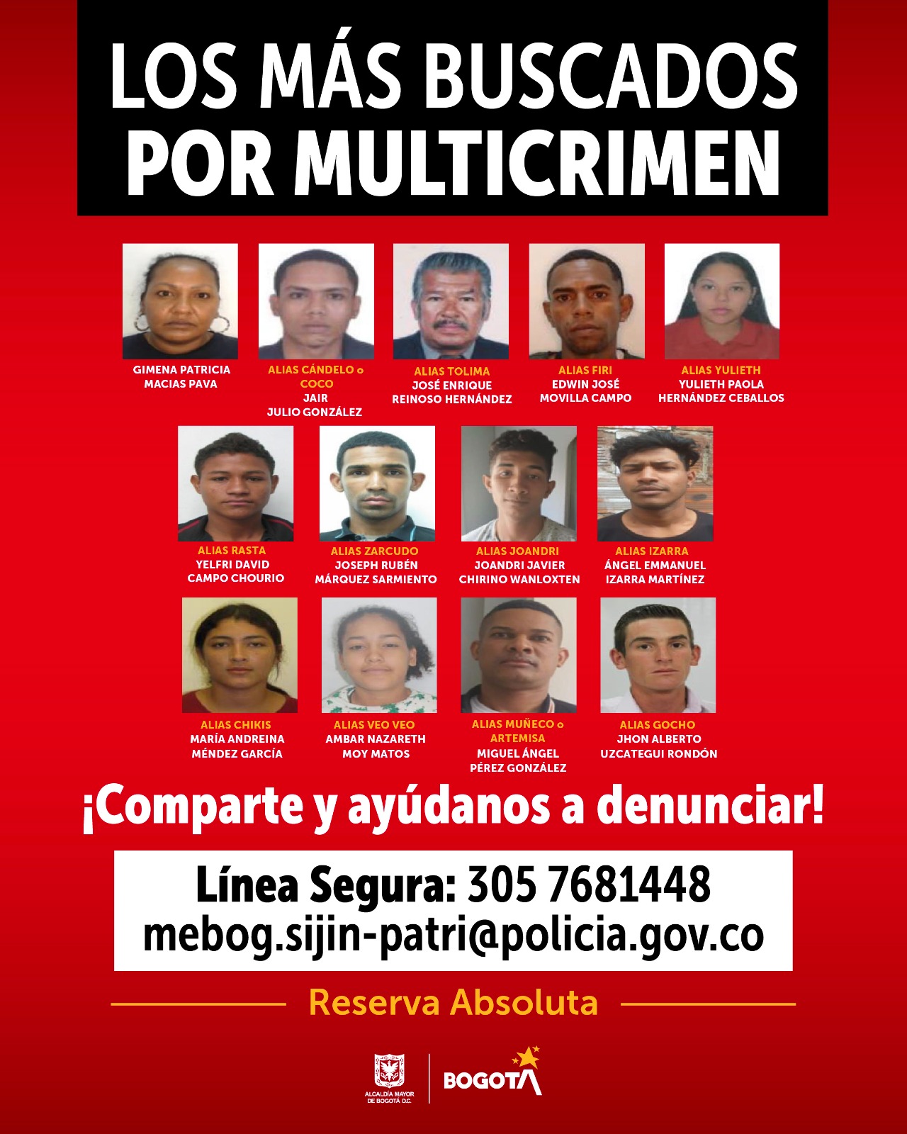 cartel de los más buscados por multicrimen