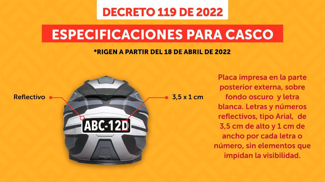 ¿Cómo deben ir las placas en cascos e indumentaria de motociclistas? 