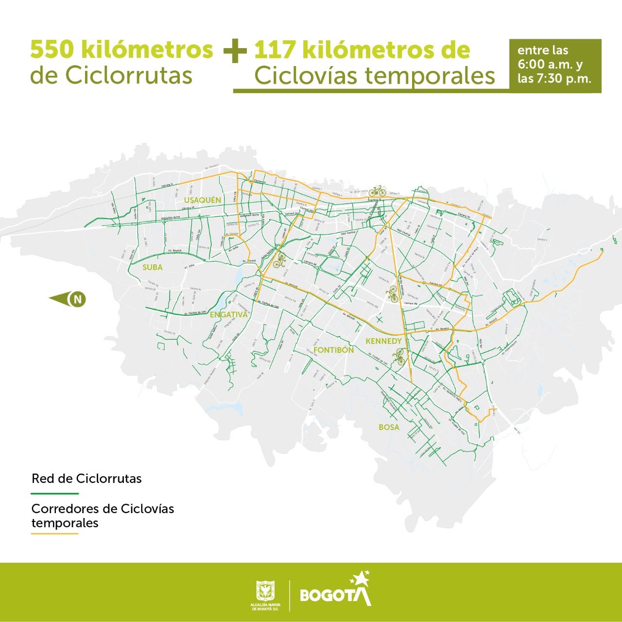 mapa de ciclovía y ciclorutas