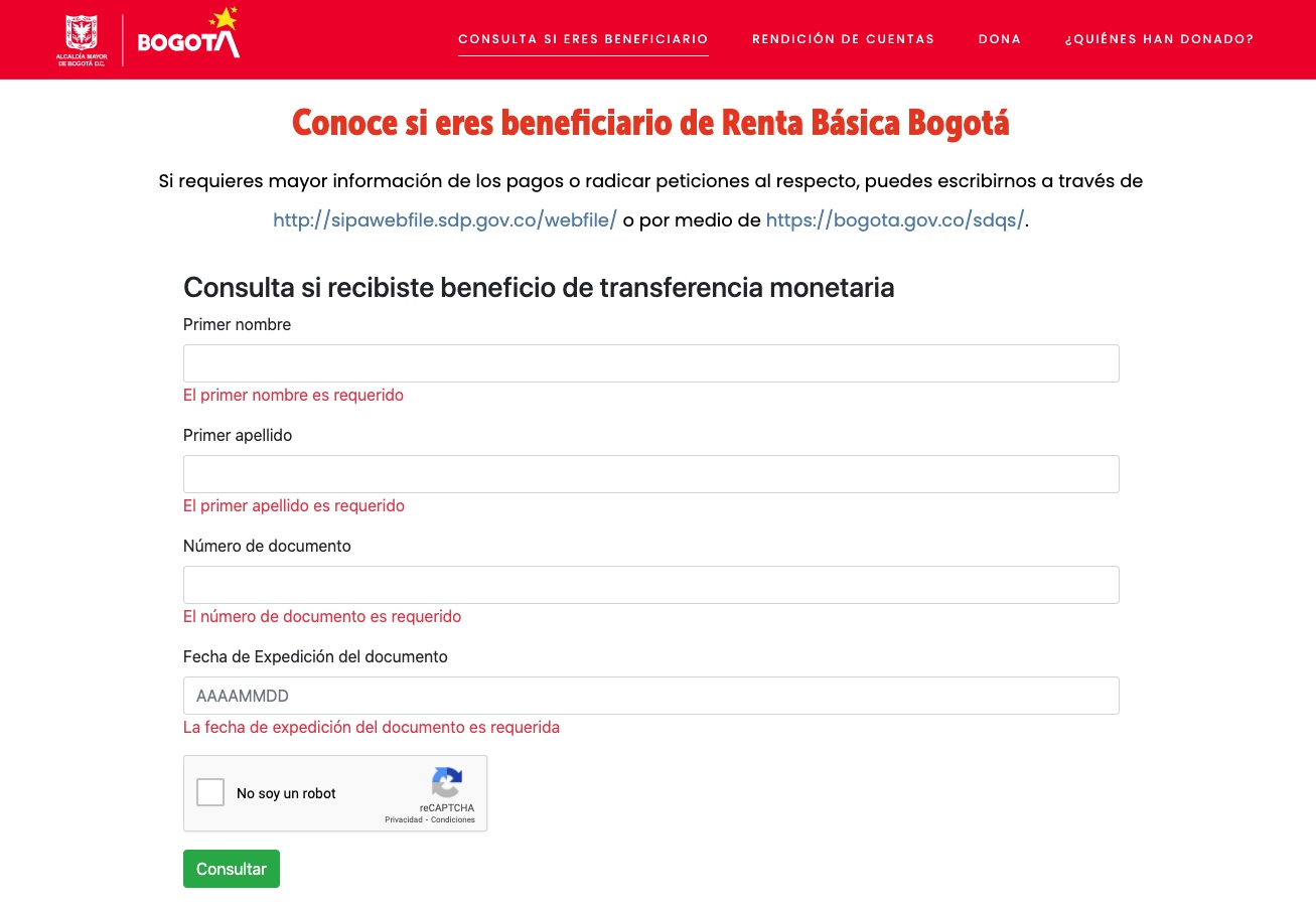 Consulta beneficiarios Renta Básica 