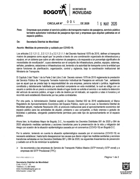 Acciones por la bioseguridad - FOTO: Prensa Secretaría de Movilidad