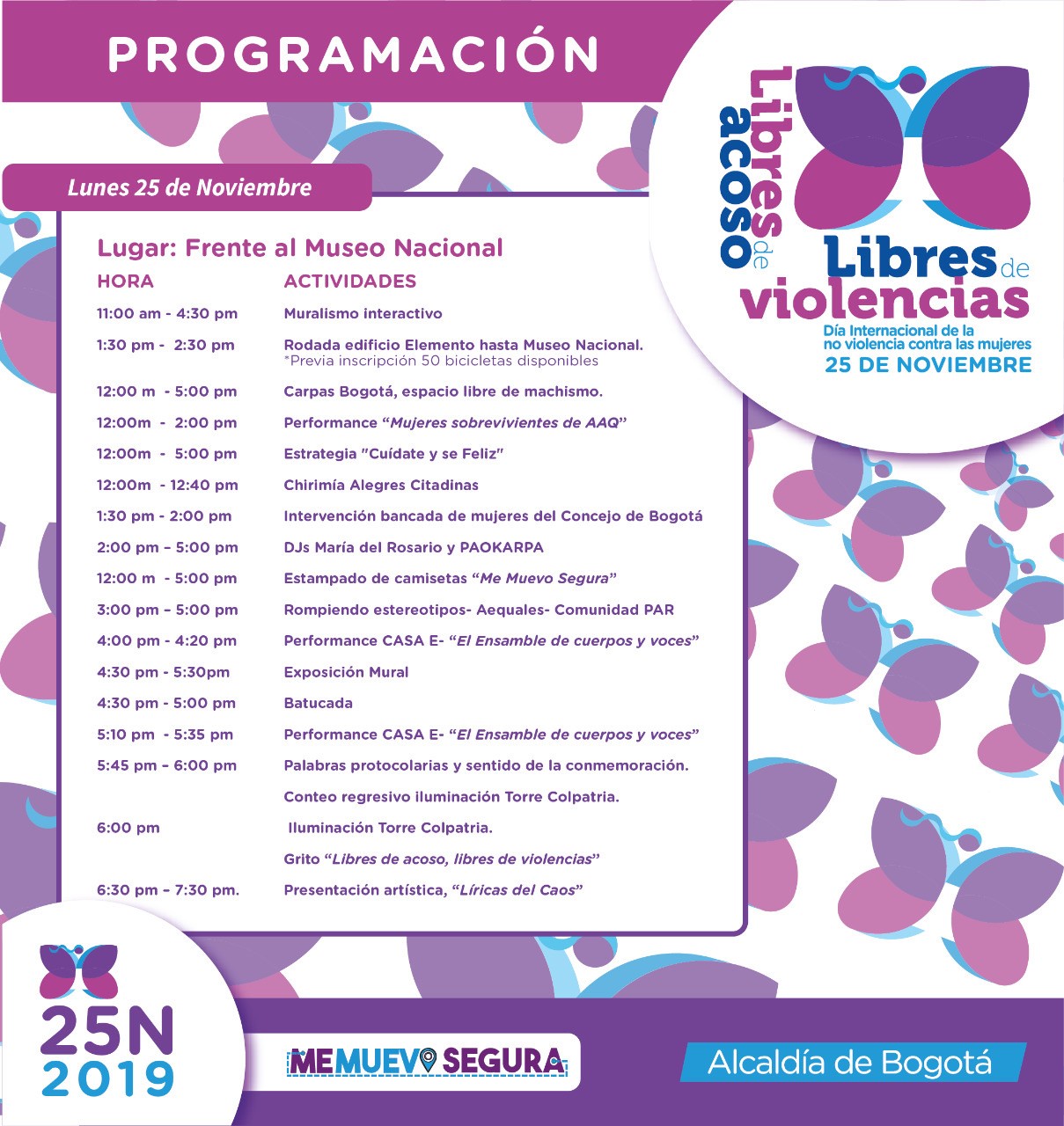 Día de la no violencia contra la mujer Bogotá 2019 