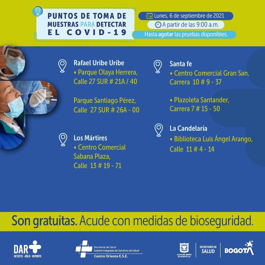 Puntos prueba COVID 6 de septiembre