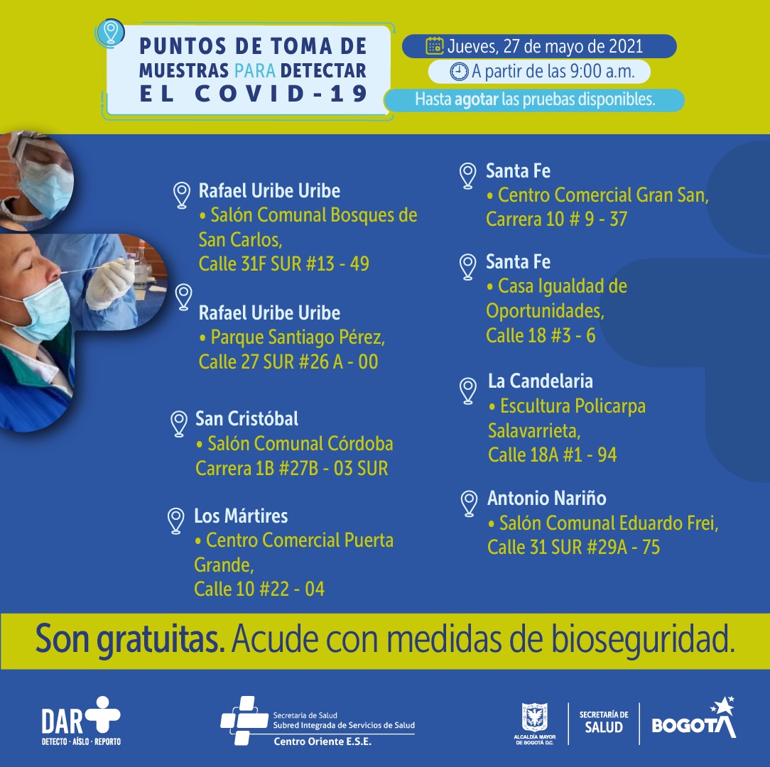 Puntos prueba COVID 27 de mayo