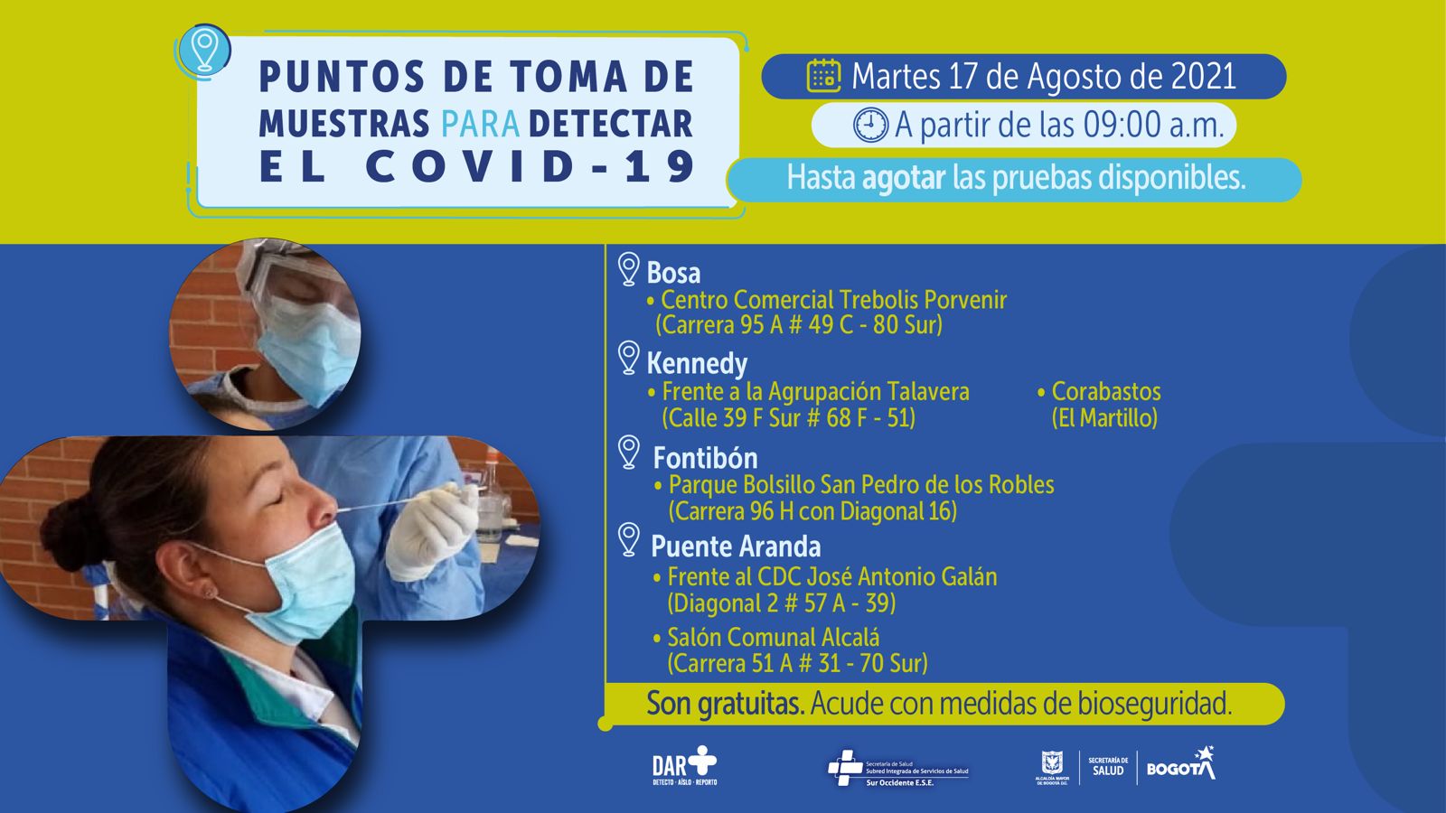 Puntos prueba COVID 17 de agosto