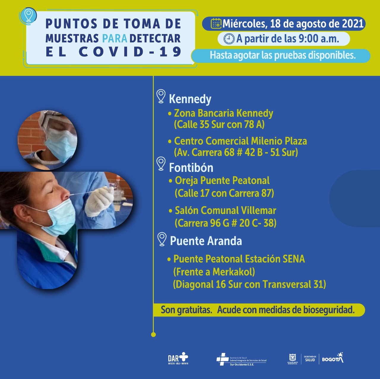 pruebas covid 18 de agosto