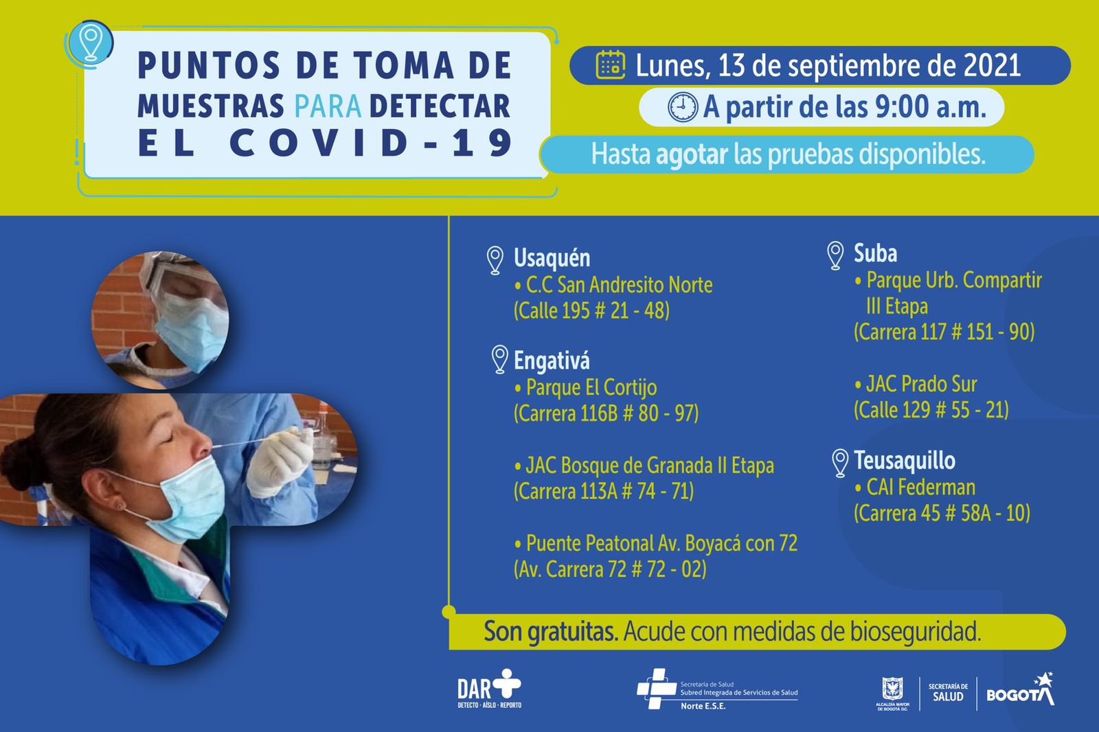 Pruebas COVID 13 de septiembre