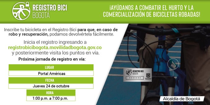 Registra tu Bici en Portal Américas 