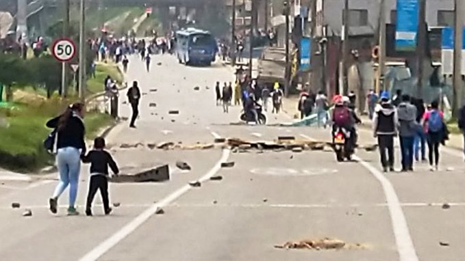 Manifestación en Bogotá por paro del 21 de noviembre