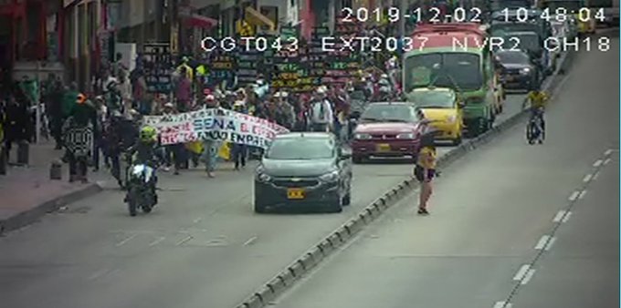 Manifestación en Bogotá el 2 de diciembre de 2019