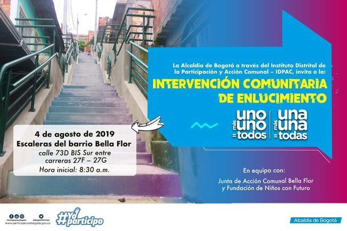 información de jornada de enlucimiento en las escaleras del barrio Bella Flor 